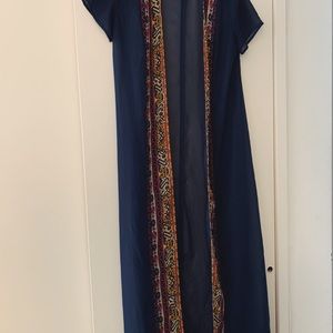 Long kimono type cardigan